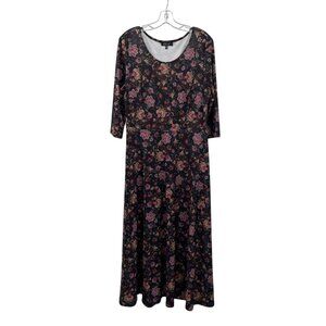 LBISSE Womens Floral Maxi Dress A-Line 3/4 Sleeve Multicolor Size XL
